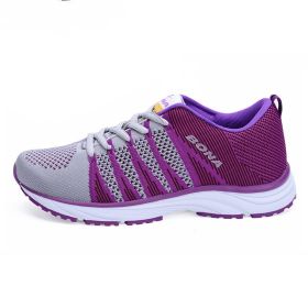 Leather Women's Sports Shoes Factory Direct Sales, Women's Hiking Shoes, Running Shoes (Option: Purple-37)