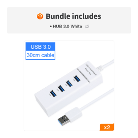 4 Ports 2.0 3.0 USB HUB Splitter High Speed Multi Splitter USB Adapter Expander Cable For Desktop PC Laptop Adapter USB HUB (Color: HUB 3.0 White*2)