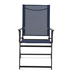Outdoor Patio Steel Hanging Folding Chairs (2-Pack) (Color: Blue, Material: steel)