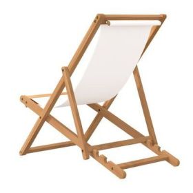Folding Beach Chair Solid Teak Wood (Color: Brown and cream)