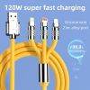 3.3ft 120W 3-In-1 Multi Fast Charging Nylon Braided Cable; USB Charger Cord With 3 Different Ports (Type C/Micro/Lightning)