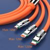 3.3ft 120W 3-In-1 Multi Fast Charging Nylon Braided Cable; USB Charger Cord With 3 Different Ports (Type C/Micro/Lightning)